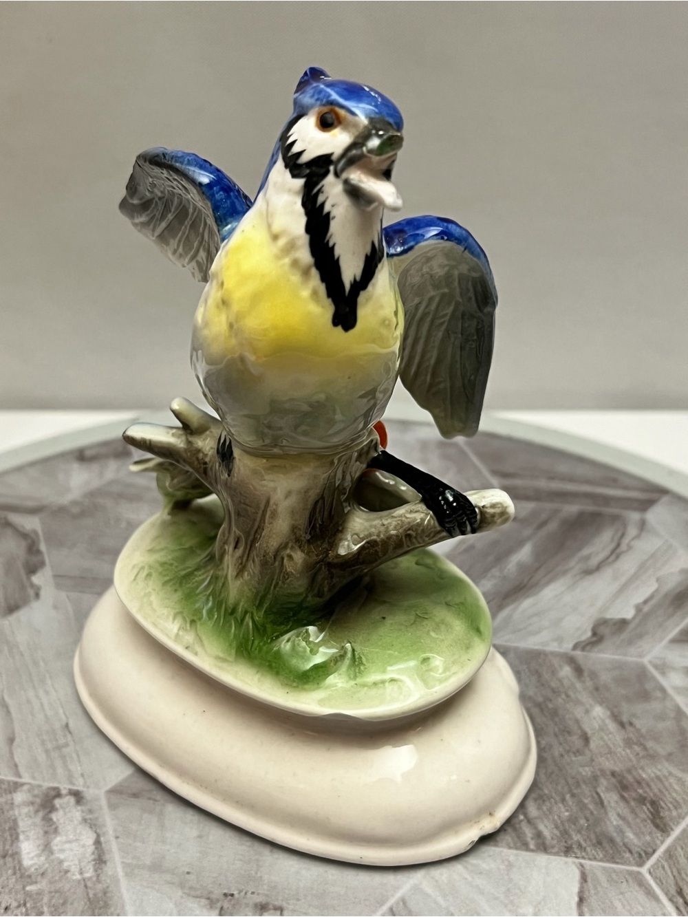 Vintage Napco Blue Jay Bird Figurine C-8524 Japan Ceramic Porcelain Statue
